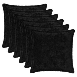 vidaXL Kudd&ouml;verdrag 6 st HOUTEN Svart 30 x 30 cm Faux Kaninp&auml;ls