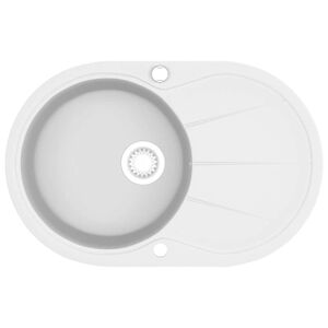 vidaXL Diskho granit enkel oval vit