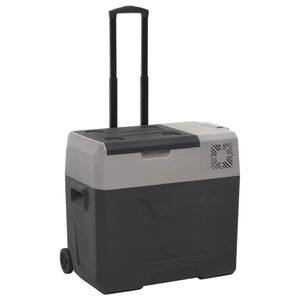 vidaXL Kylbox med hjul & handtag 30 L svart & gr&aring; polypropylen