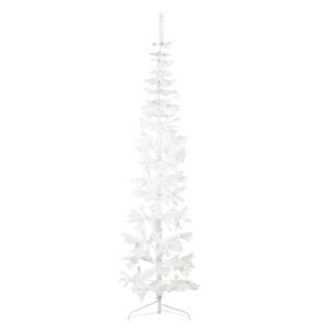 vidaXL Smal halv plastgran med stativ vit 240 cm