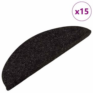 vidaXL Trappstegsmattor sj&auml;lvh&auml;ftande 15 st 56x17x3 cm antracit