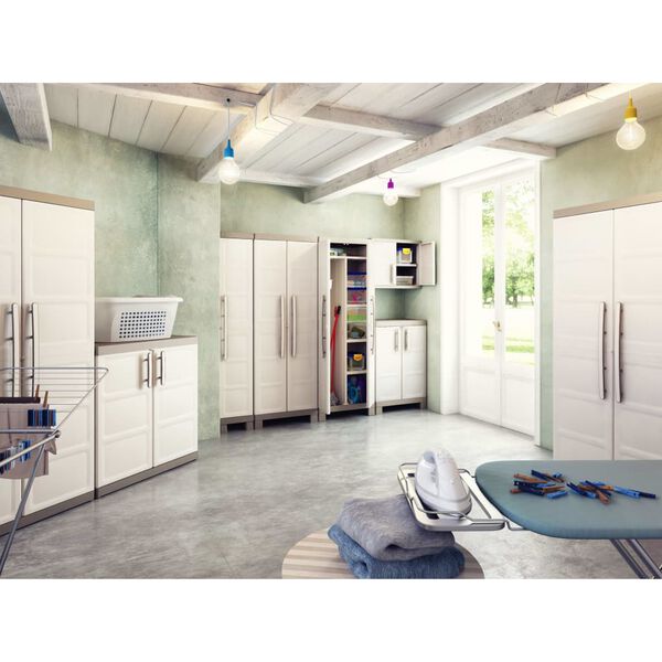 Keter Lågt förvaringsskåp Excellence beige och taupe 97 cm