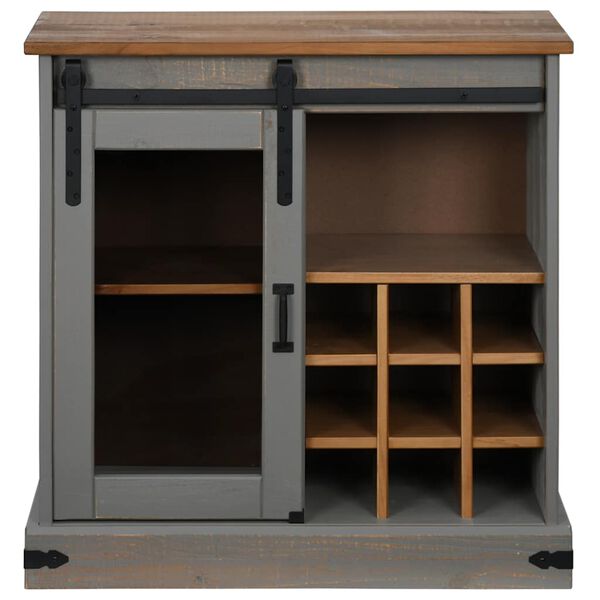 vidaXL Skänk HALDEN med skjutdörr grå 80x40x80 cm massivt trä