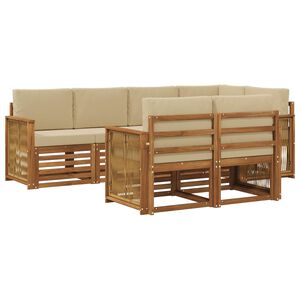 vidaXL Sektionsoffgrupp 6 pcs Naturlig Massivt akaciatr&auml; och polyester