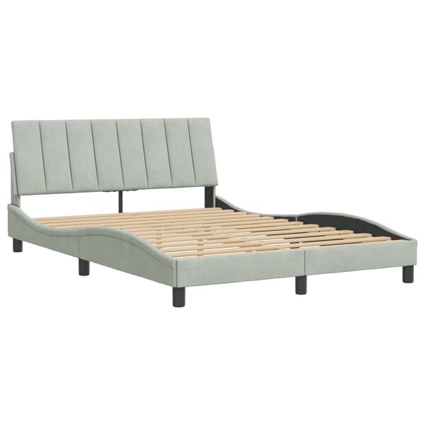 vidaXL Bed Frame without Mattress "Hanko" Light Grey 140x190 cm Velvet