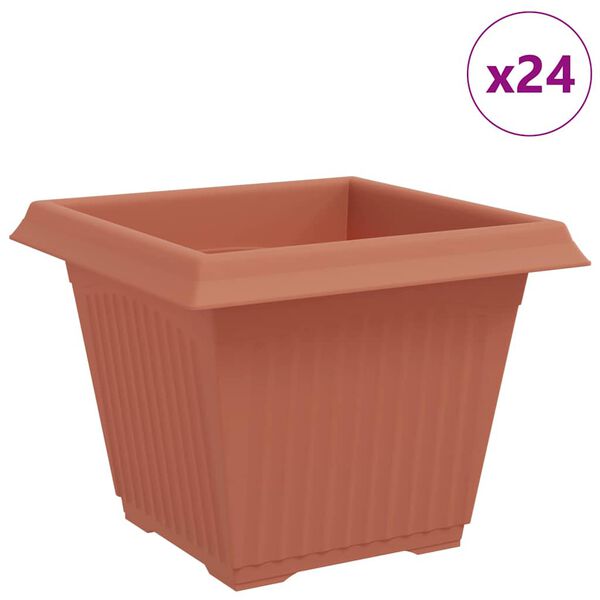 vidaXL Kvadratisk Blomkruka 24 pcs Murgr&ouml;n 28,5 x 28,5 x 22 cm Plast