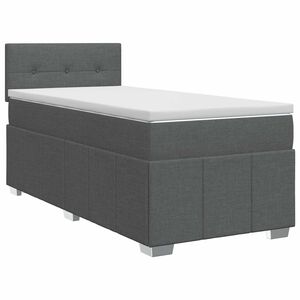vidaXL Kontinentals&auml;ng med madrass M&ouml;rkgr&aring; 90 x 190 cm Tyg