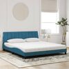 vidaXL Bed with Mattress "Hanko" Blue 180x200 cm Velvet