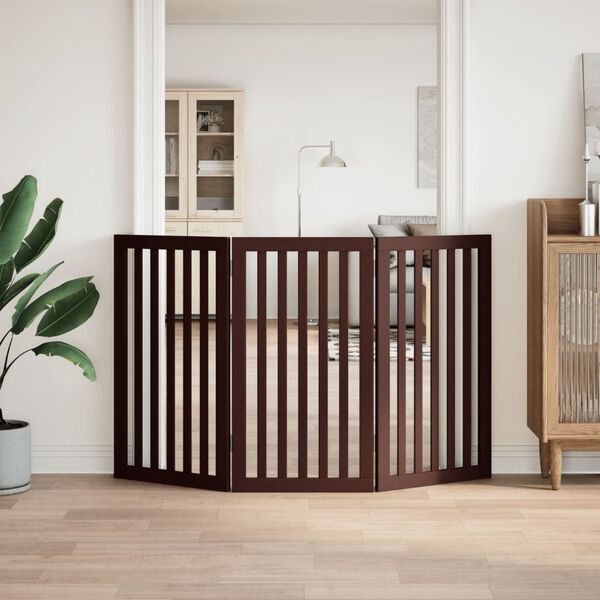 vidaXL Hundgrind hopf&auml;llbar 3 paneler brun 150 cm poppel