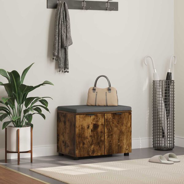 vidaXL Hallb&auml;nk med kudde med lagring med d&ouml;rr R&ouml;kt ek 60 x 38 x 46 cm