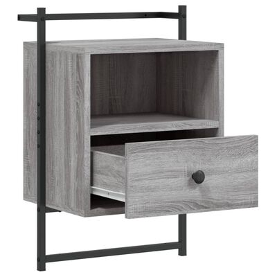 vidaXL Sängbord väggmonterat grå sonoma 40x30x61 cm konstruerat trä