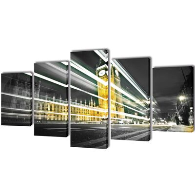 Uppsättning väggbonader på duk: London Big Ben 100 x 50 cm