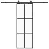 vidaXL Skjutd&ouml;rr med beslag svart 76x205 cm ESG-glas