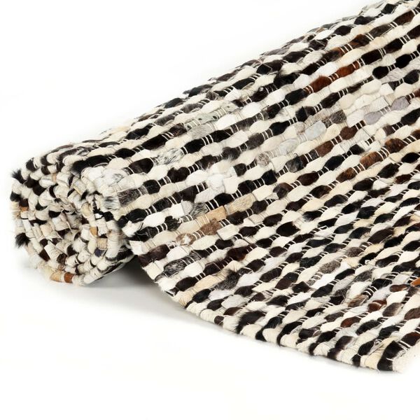 vidaXL Matta &auml;kta l&auml;der 120x170 cm svart/vit