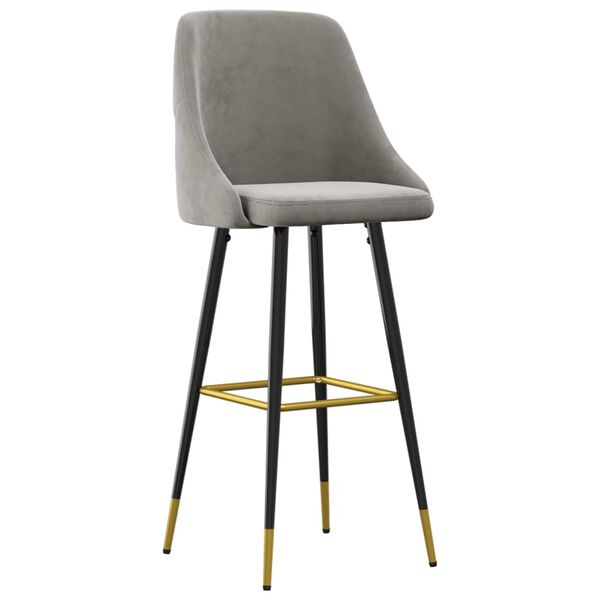 vidaXL Barstolar 2 st ljusgrå sammet