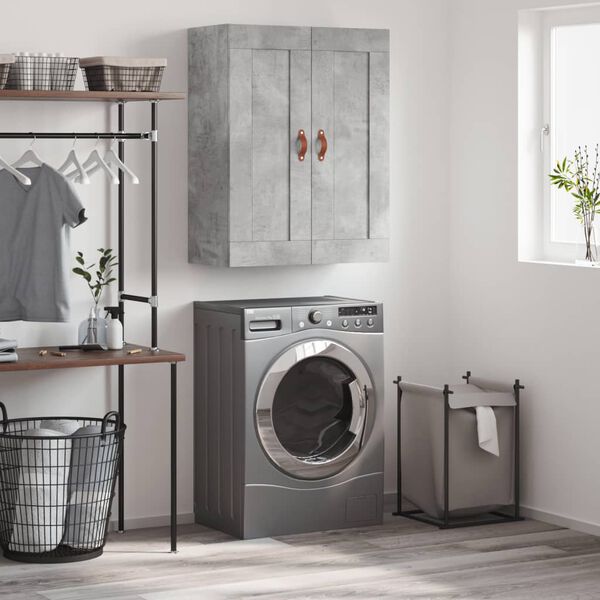 vidaXL V&auml;ggsk&aring;p betonggr&aring; 69,5x34x90 cm konstruerat tr&auml;