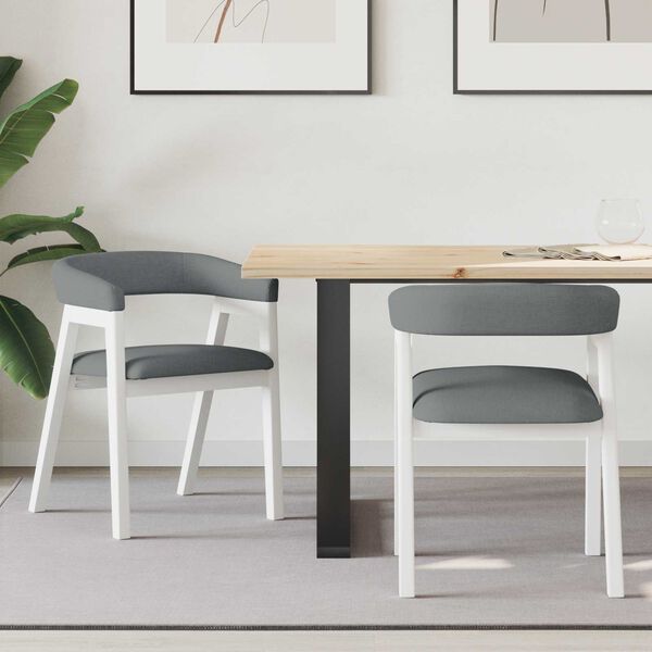 vidaXL Matstolar 2 pcs Vit 54 x 57 x 73 cm Massiv Gummitr&auml;