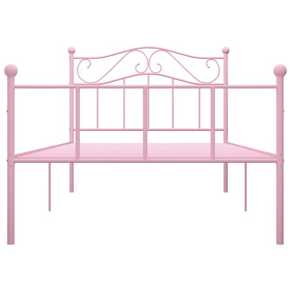 vidaXL Sängram utan madrass rosa metall 90x200 cm