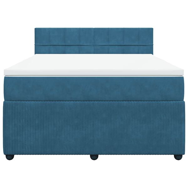 vidaXL Rams&auml;ng med madrass bl&aring; 140x200 cm sammet