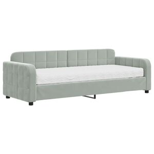 vidaXL Dagb&auml;dd med madrass ljusgr&aring; 80x200 cm sammet