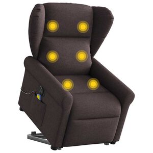 vidaXL Elektrisk massagef&aring;t&ouml;lj med uppresningshj&auml;lp m&ouml;rkbrun tyg