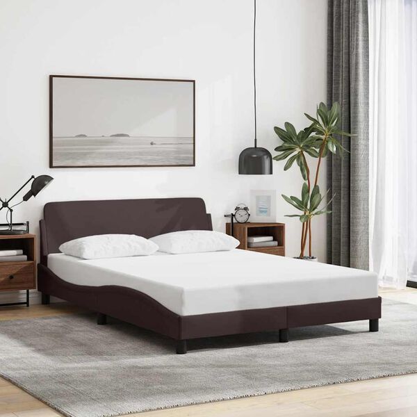 vidaXL Bed Frame "Dover" Dark Brown 140x190 cm Fabric