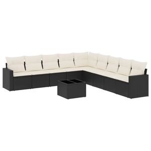 vidaXL Loungegrupp 10 delar med svarta dynor konstrotting