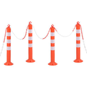 vidaXL Trafikpollare 4 st med kedja 75 cm PE