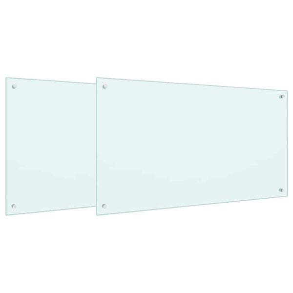 vidaXL K&ouml;kspl&aring;nbak 2 pcs Vit 100 x 60 cm h&auml;rdat glas