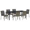 vidaXL Trädgårdsmöbelset med kudde 7 pcs Grå konstrotting