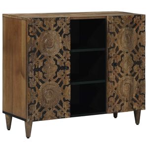 vidaXL Sideboard med hylla Brun 90 x 33,5 x 75 cm Massivt mangotr&auml;