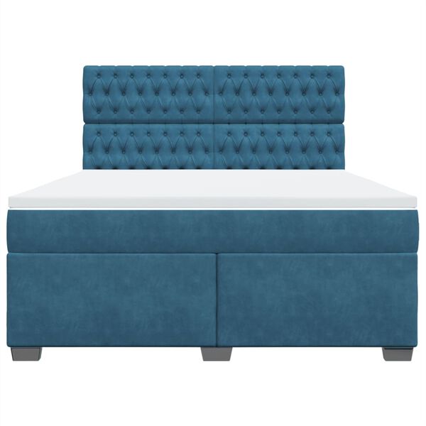 vidaXL Rams&auml;ng med madrass bl&aring; 180x200 cm sammet