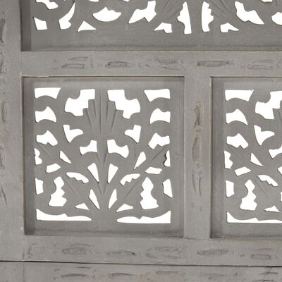 vidaXL Rumsavdelare 4 paneler handsnidad grå 160x165 cm mangoträ