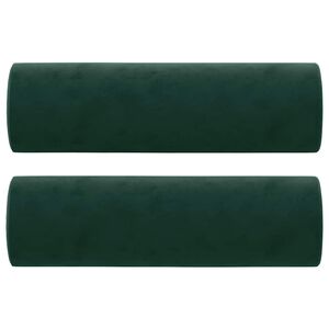 vidaXL Prydnadskuddar 2 st m&ouml;rkgr&ouml;n &Oslash;15x50 cm sammet