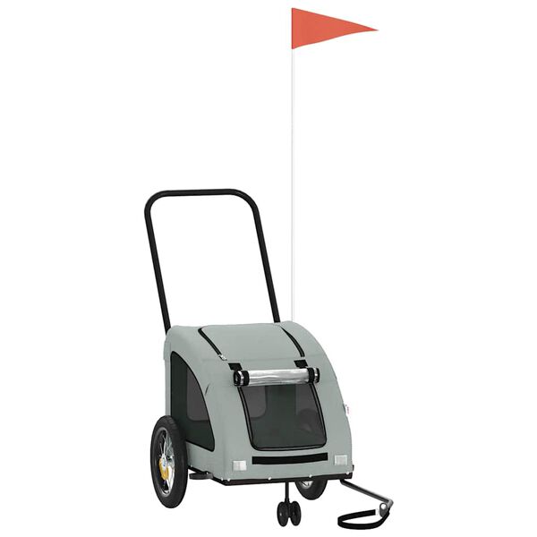 vidaXL Cykelvagn för djur grå oxfordtyg och järn