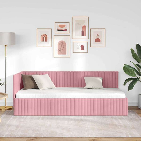 vidaXL H&ouml;rn S&auml;ngram med huvudgavel Rosa 80 cm x 200 cm Sammet