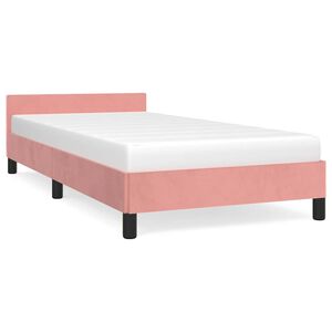vidaXL S&auml;ngram med huvudgavel utan madrass rosa 80x200 cm sammet