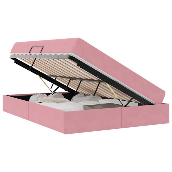 vidaXL F&ouml;rvaringss&auml;ng med madrass med madrass Rosa 140 x 200 cm Sammet