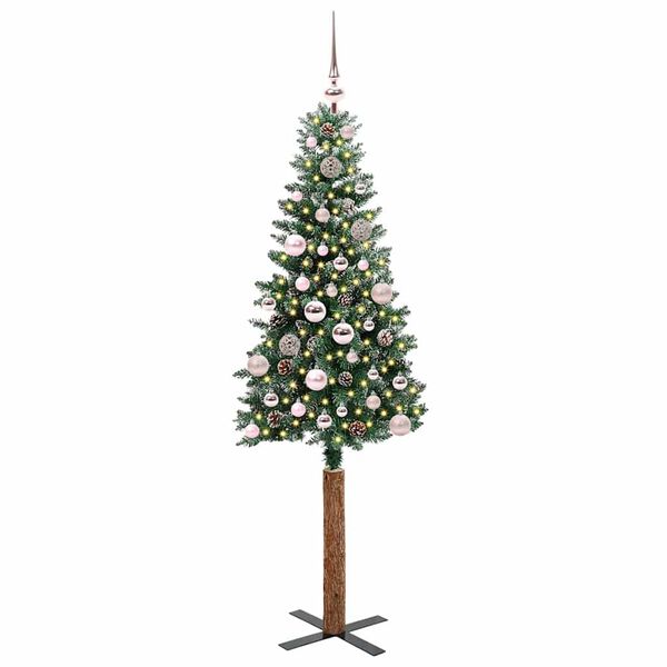 vidaXL Smal julgran med 150 LED-lampor Grön 150 cm PVC och solid furu