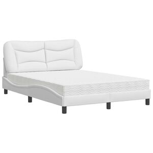 vidaXL Bed with Mattress "Hvar" White 120x200 cm Faux Leather