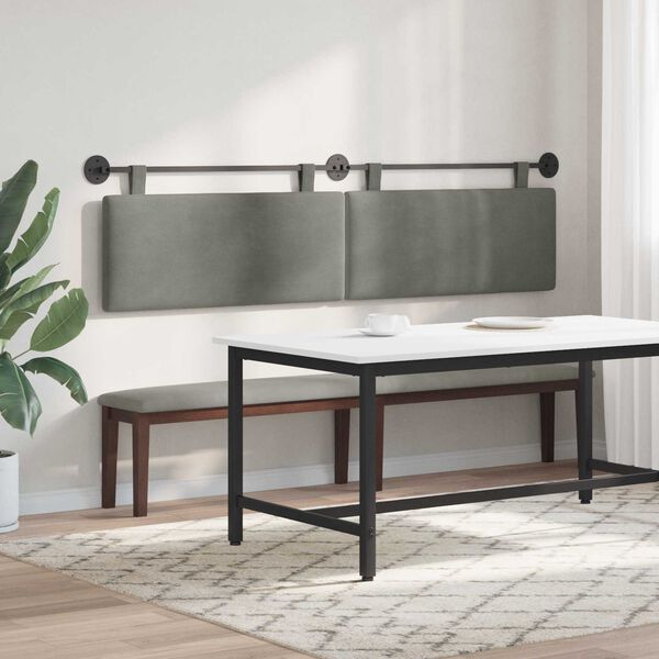 vidaXL H&auml;ngande Huvudgavel Ljusgr&aring; 210 x 55 x 5 cm Kordread tyg