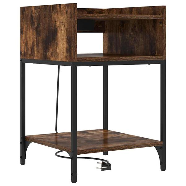 vidaXL Nattduksbord med hylla R&ouml;kt ek 40 x 40 x 61 cm Konstruerat tr&auml;