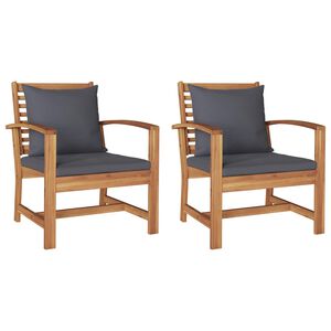 vidaXL Stol 2 pcs Brun och M&ouml;rkgr&aring; 65 x 60 x 76,5 cm Massivt teaktr&auml;