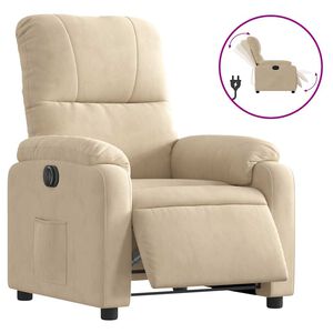 vidaXL Elektrisk reclinerf&aring;t&ouml;lj gr&auml;ddvit mikrofibertyg