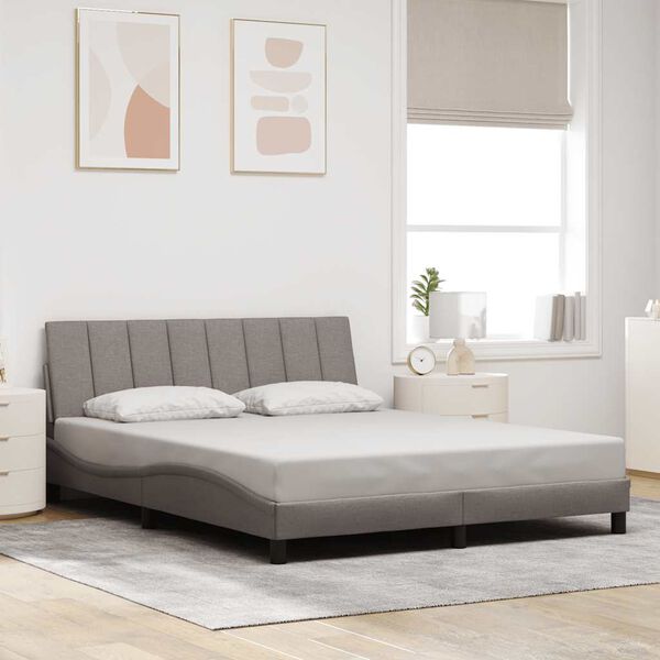 vidaXL Bed Frame without Mattress "Hanko" Taupe 160x200 cm Fabric