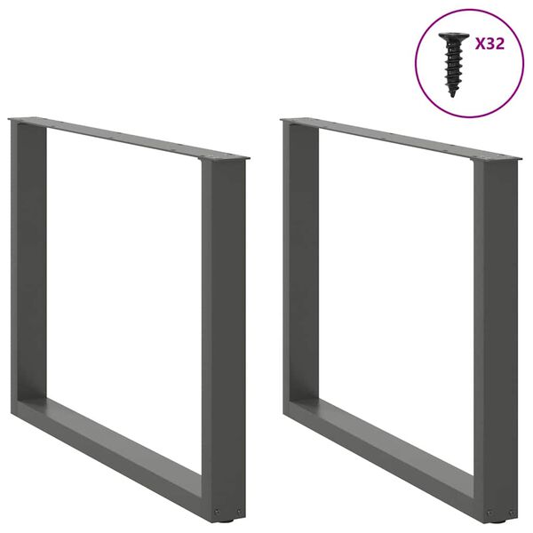 vidaXL Matbordsben U-formade 2 st antracit 100x(72-73) cm st&aring;l