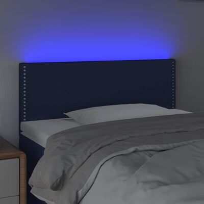 vidaXL Sänggavel LED blå 100 x 5 x 78/88 cm tyg