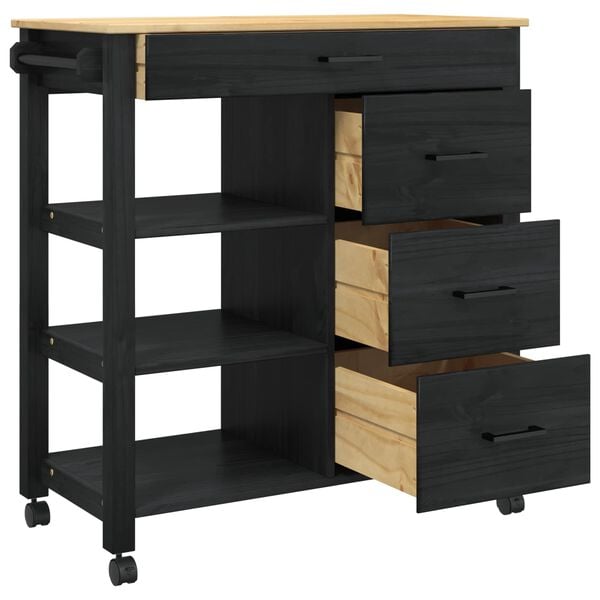 vidaXL Köksvagn Svart