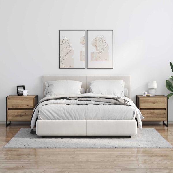 vidaXL S&auml;ngbord med l&aring;da Artisan Ek 50 x 39,5 x 50 cm Konstruerat tr&auml;