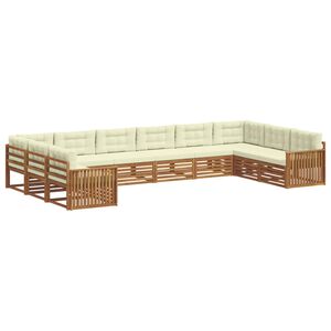 vidaXL Soffgrupper 6 pcs Naturlig och Gr&auml;dde Massivt Akaciatr&auml;